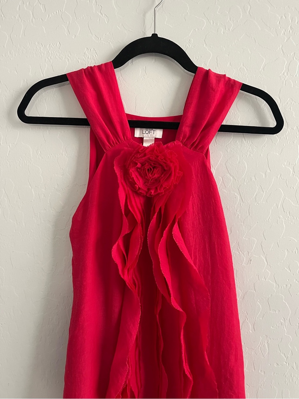 Bright Pink Flower High Neck Blouse Top
